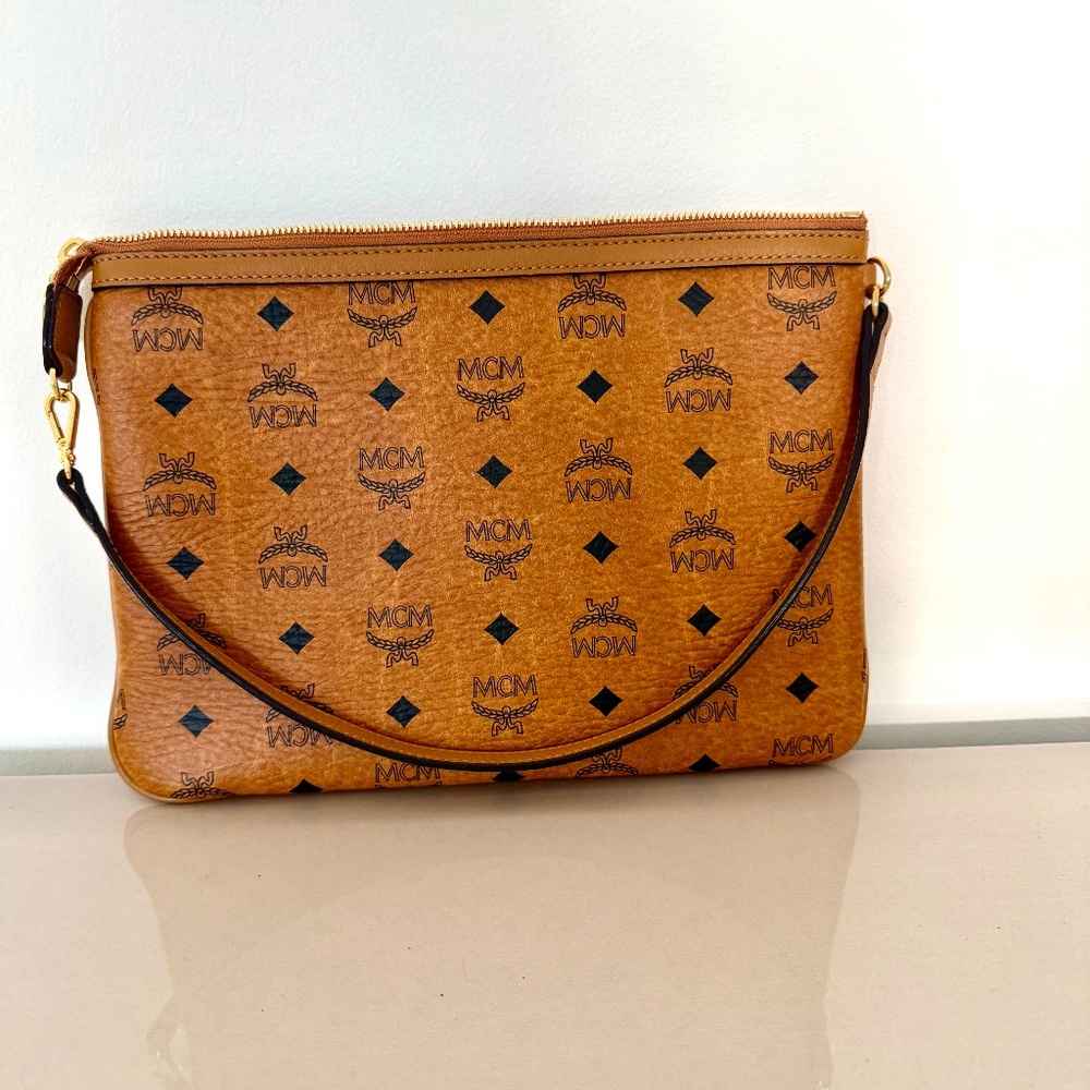 MCM Visetos Zip Pouch Purse Clutch